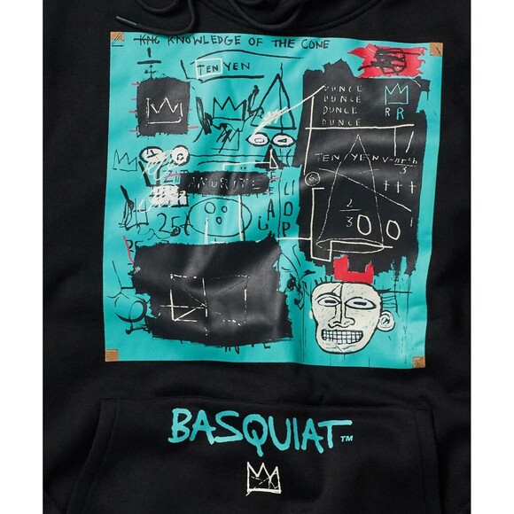 Reason Basquiat Hoodie Men's Black Teal Blue Equals Pi Graphic Print - Picture 2 of 4